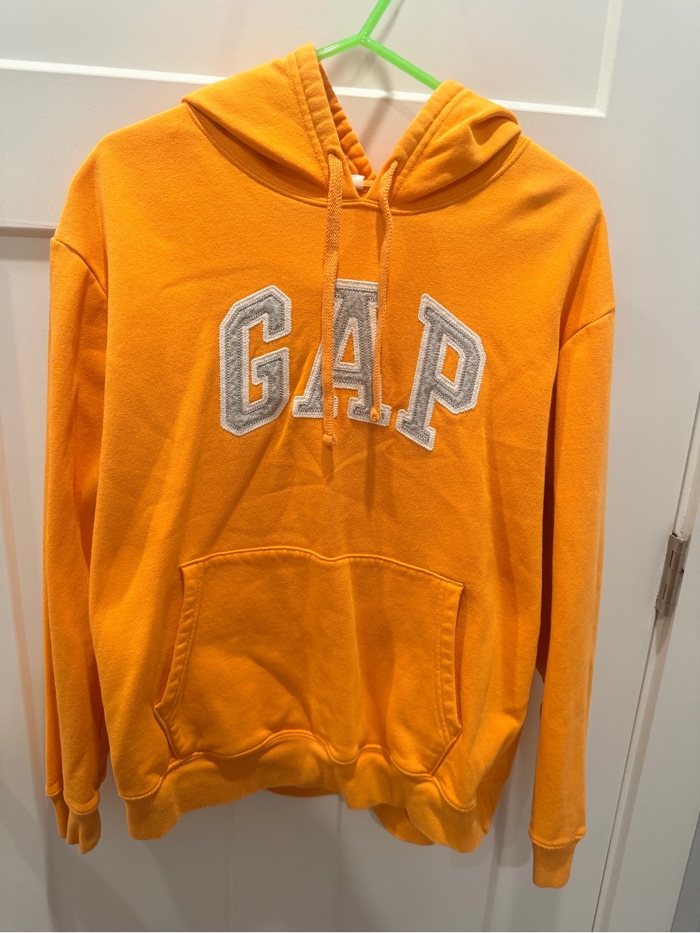 Gap Arch Logo Hoodie Women's L Orange Marigold Fleece Lined Pullover Sweatshirt